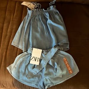 Zara toddler paper bag shorts and tank